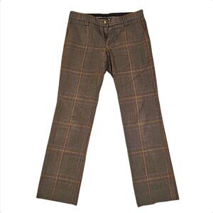 Zara Mens Brown Plaid Straight-Leg Dress Pants Size 32